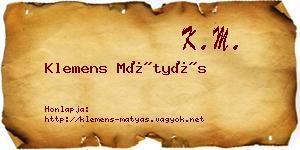 Klemens Mátyás névjegykártya