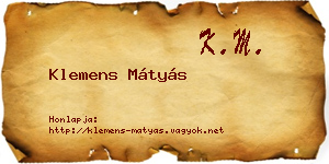 Klemens Mátyás névjegykártya